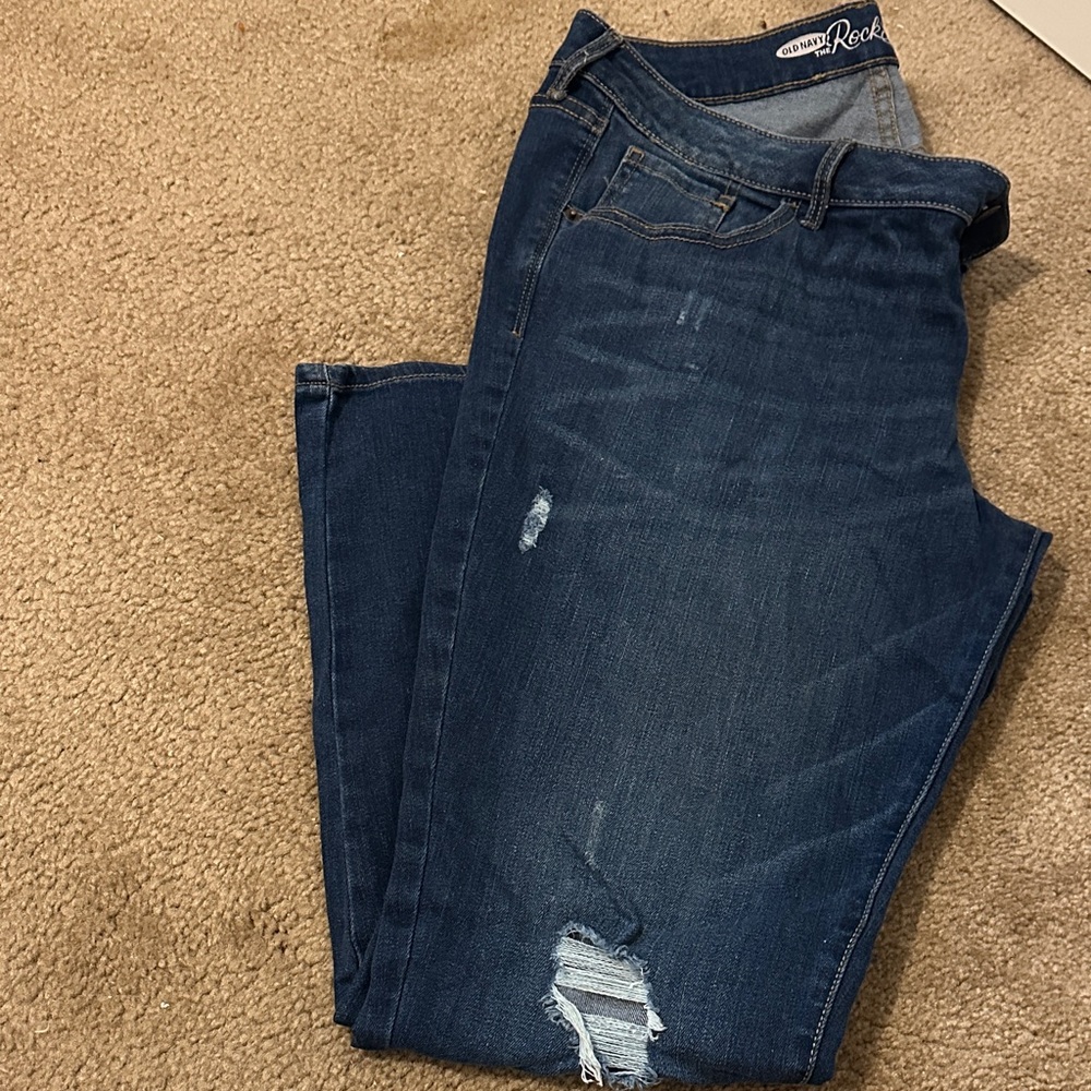 Old Navy “Rock Star” Dark Blue Distressed Jeans